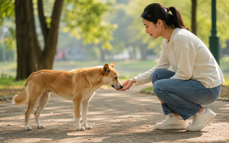 Khi chó vẫy đuôi, hãy tiếp cận bình tĩnh, hỏi chủ nuôi và để chó tự quyết định có muốn tương tác không.